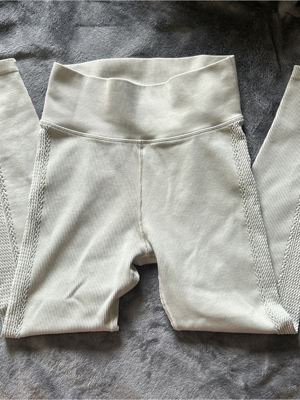 aerie Cream Ribbed High-Waist Girls Leggings
